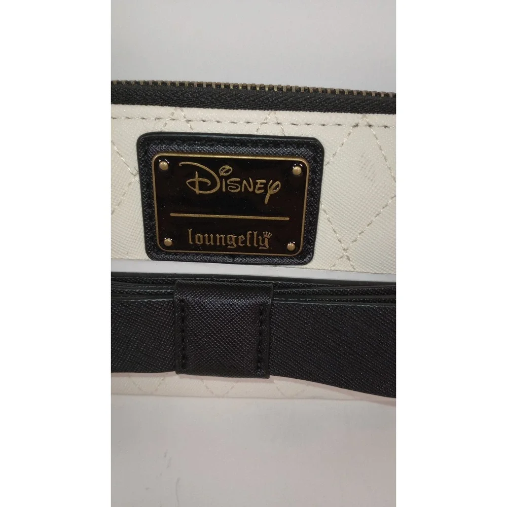 LOUNGEFLY Disney Princess Silhouette Zip-Around Wallet Bow Black Ivory *Flaw*